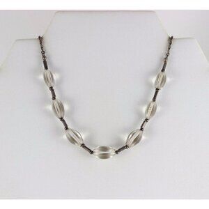 Silver Quartz Bead Necklace 18 inch chain s 830 Silver Denmark Norway Art Deco